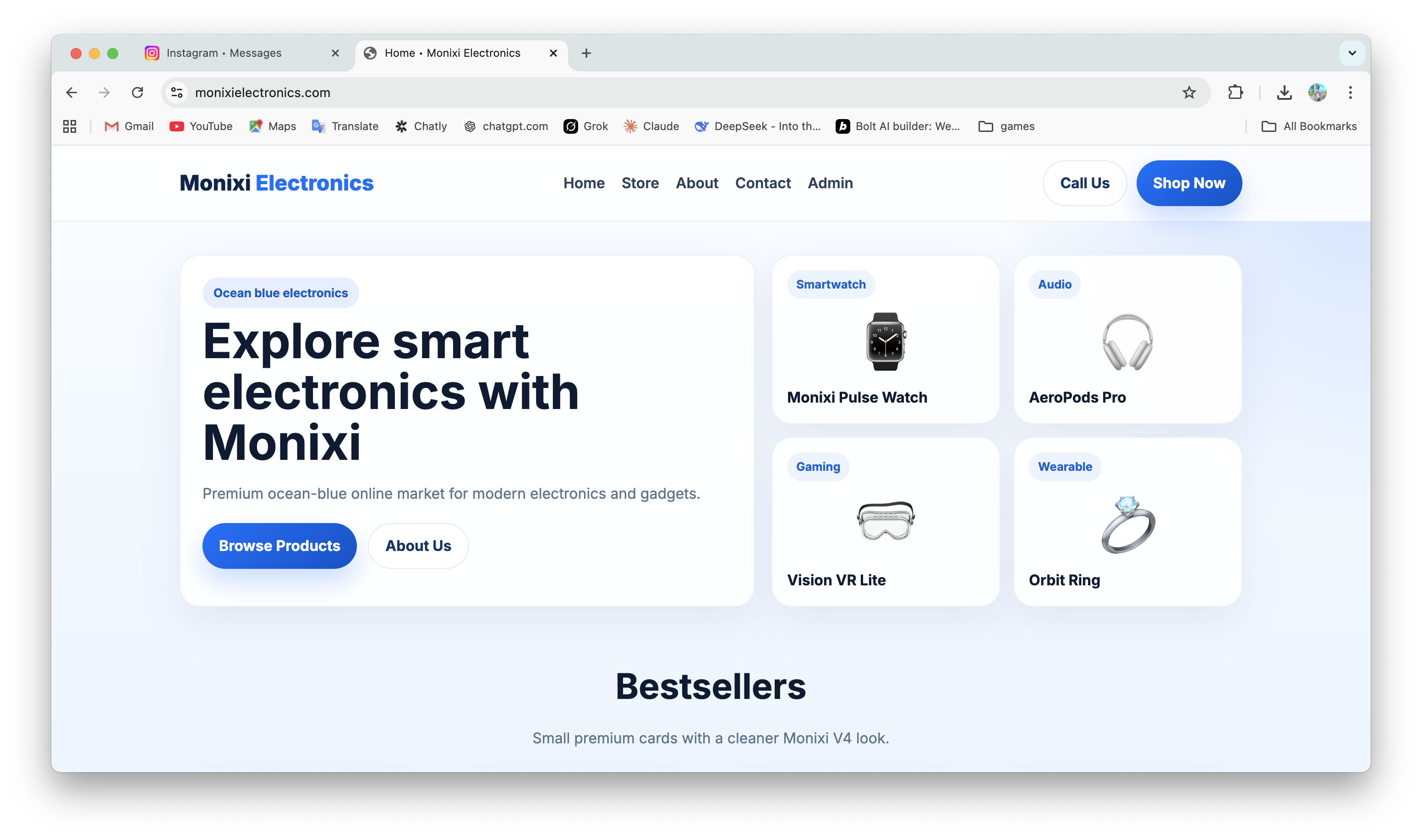 MONIXI Electronics online store product showcase