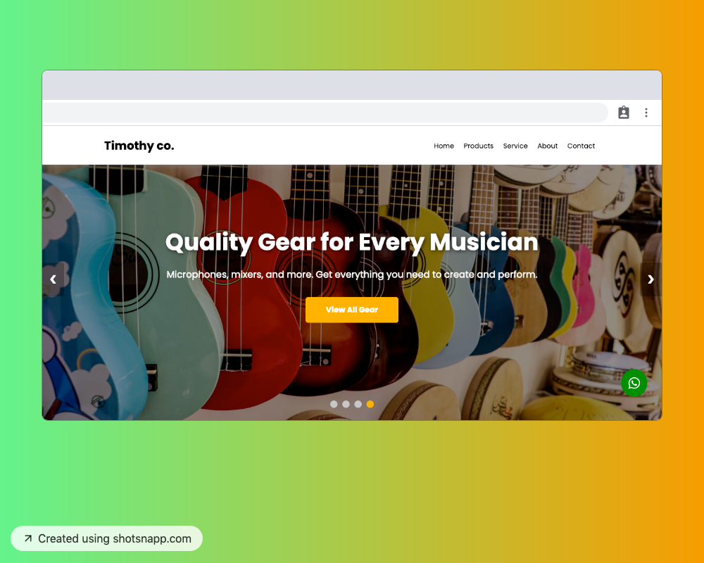 Guitar Gallery website showing collection of premium guitars